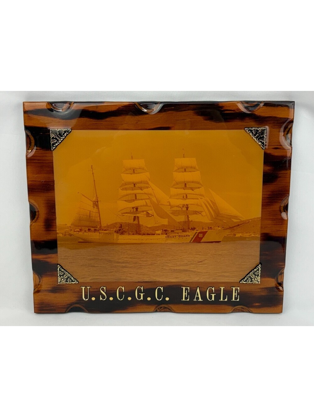 VTG Handcrafted Wooden Plaque U.S.C.G.C. EAGLE By MICHAEL J. MEEHAN